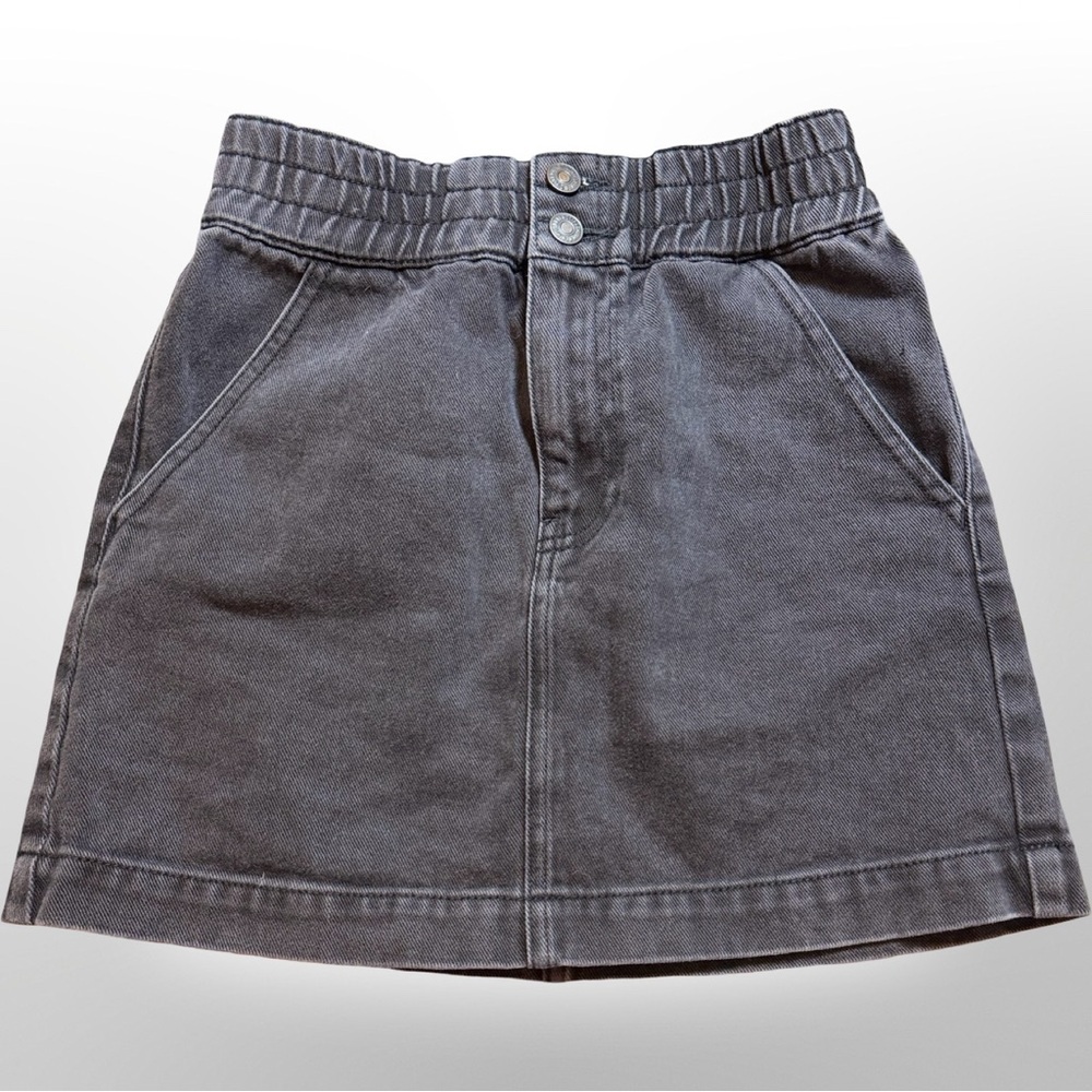 🖤 Forever 21 Black/ Charcoal Denim Mini Skirt | Elastic Waist | Size Small